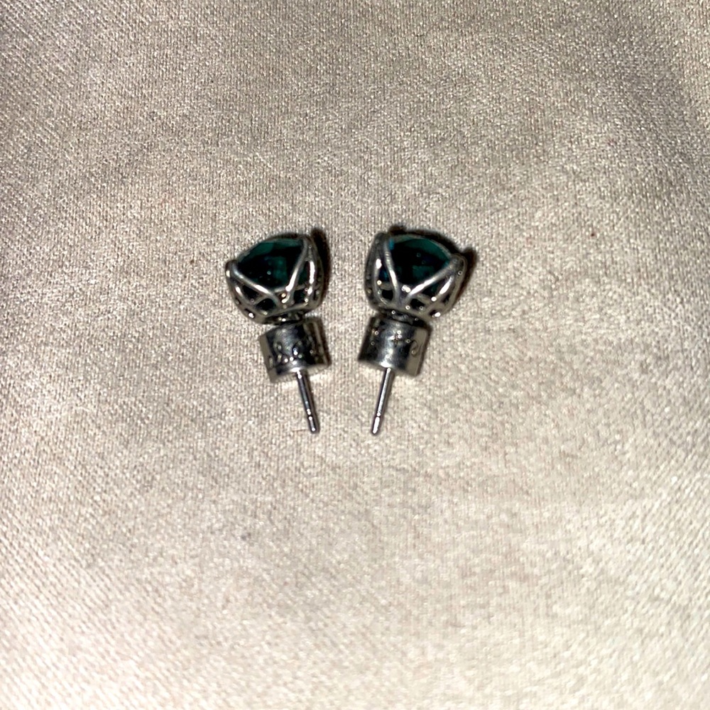 Round Blue Emerald Stud Chloe + Isabel
